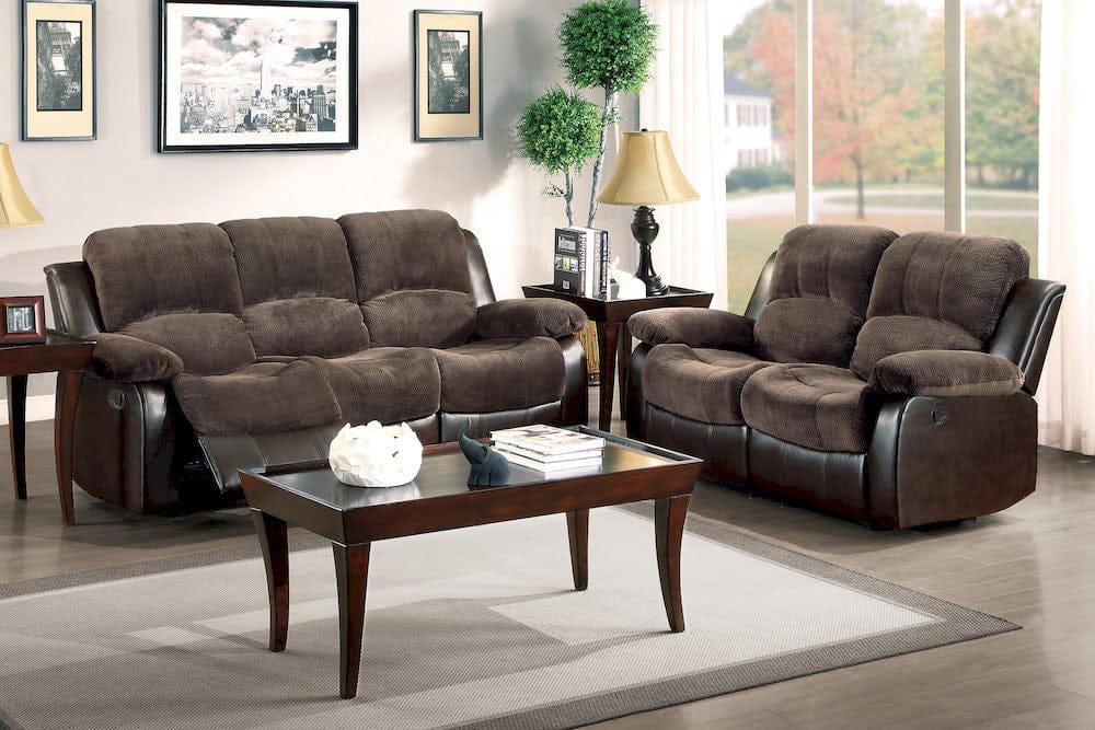 Homelegance  - Cranley Double Reclining Sofa in chocolate - 9700FCP-3  view 4