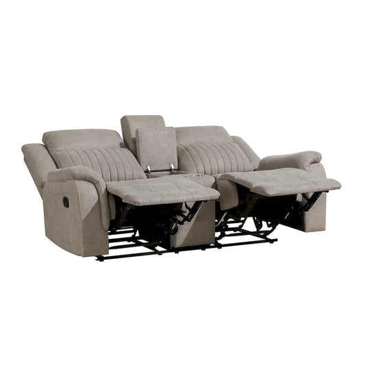 Homelegance  - Dean Double Reclining Love Seat W/ Center Console in Dove - 9646DV-2  view 2