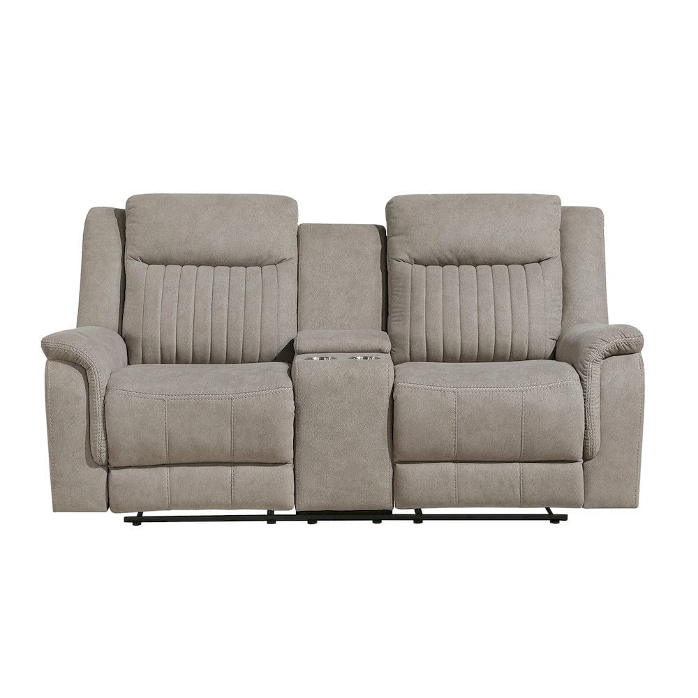 Homelegance  - Dean Double Reclining Love Seat W/ Center Console in Dove - 9646DV-2  view 3