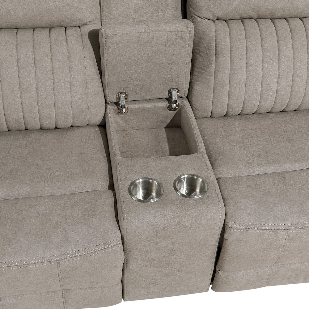 Homelegance  - Dean Double Reclining Love Seat W/ Center Console in Dove - 9646DV-2  view 6