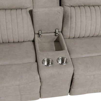 Homelegance  - Dean Double Reclining Love Seat W/ Center Console in Dove - 9646DV-2  view 6