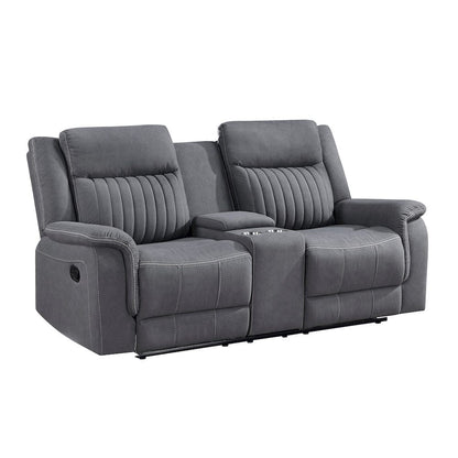 Homelegance  - Dean Double Reclining Love Seat W/ Center Console in Gray - 9646GY-2  view 1
