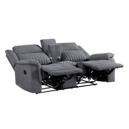 Homelegance  - Dean Double Reclining Love Seat W/ Center Console in Gray - 9646GY-2  view 3