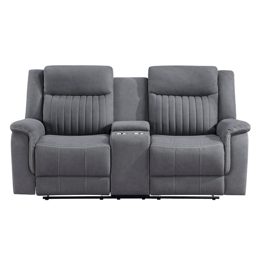 Homelegance  - Dean Double Reclining Love Seat W/ Center Console in Gray - 9646GY-2  view 5