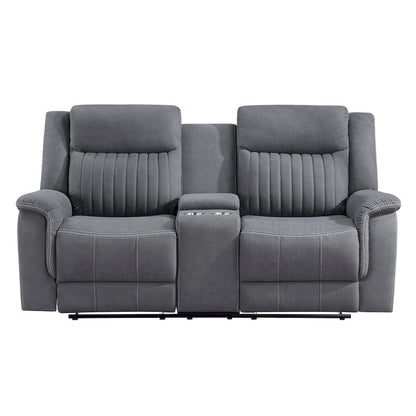 Homelegance  - Dean Double Reclining Love Seat W/ Center Console in Gray - 9646GY-2  view 5