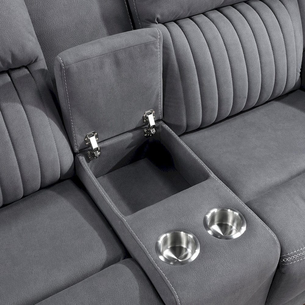 Homelegance  - Dean Double Reclining Love Seat W/ Center Console in Gray - 9646GY-2  view 10
