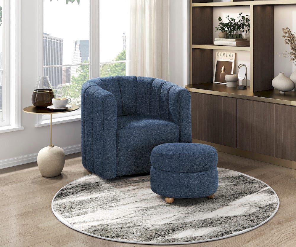 Homelegance  - Delaney Swivel Chair W/ Ottoman in Blue - 1260BU  view 6