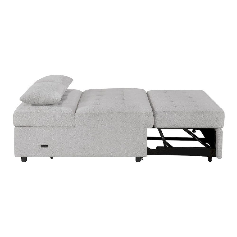Homelegance  - Desmond Convertible Armless 2-Seater W/ Pull-out Bed and Charging Ports in Gray - 9707GRY-2CL  view 4