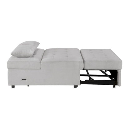 Homelegance  - Desmond Convertible Armless 2-Seater W/ Pull-out Bed and Charging Ports in Gray - 9707GRY-2CL  view 4