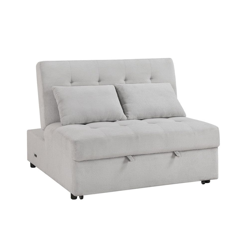 Homelegance  - Desmond Convertible Armless 2-Seater W/ Pull-out Bed and Charging Ports in Gray - 9707GRY-2CL  view 6