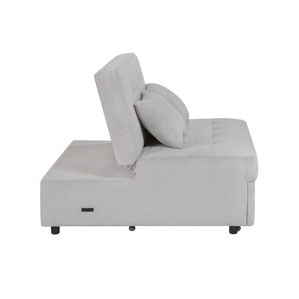 Homelegance  - Desmond Convertible Armless 2-Seater W/ Pull-out Bed and Charging Ports in Gray - 9707GRY-2CL  view 7