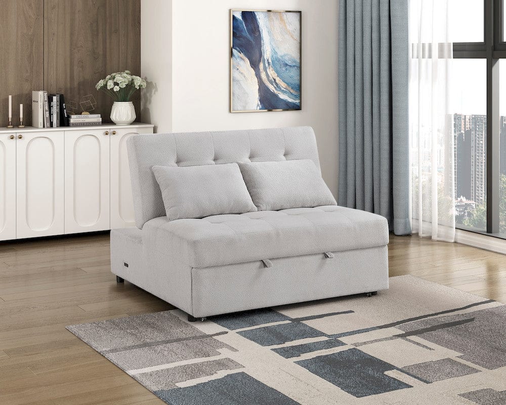 Homelegance  - Desmond Convertible Armless 2-Seater W/ Pull-out Bed and Charging Ports in Gray - 9707GRY-2CL  view 12