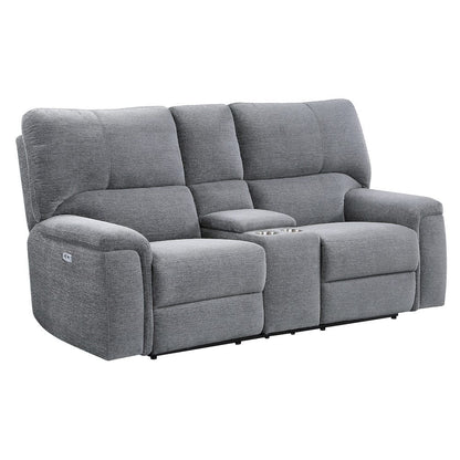 Homelegance  - Dickinson Power Double Reclining Love Seat W/ Center Console and Power Headrests in Charcoal - 9413CC-2PWH  view 1