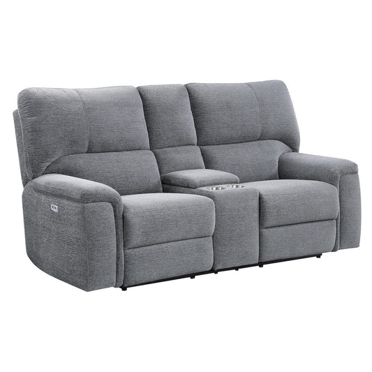 Homelegance  - Dickinson Power Double Reclining Love Seat W/ Center Console and Power Headrests in Charcoal - 9413CC-2PWH  view 1