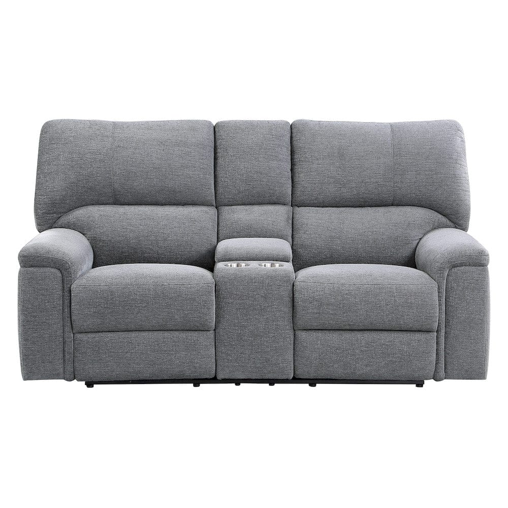Homelegance  - Dickinson Power Double Reclining Love Seat W/ Center Console and Power Headrests in Charcoal - 9413CC-2PWH  view 2