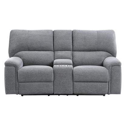 Homelegance  - Dickinson Power Double Reclining Love Seat W/ Center Console and Power Headrests in Charcoal - 9413CC-2PWH  view 2
