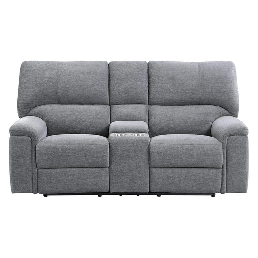 Homelegance  - Dickinson Power Double Reclining Love Seat W/ Center Console and Power Headrests in Charcoal - 9413CC-2PWH  view 2
