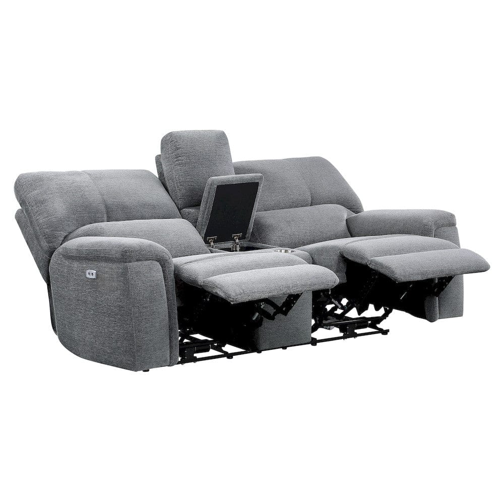 Homelegance  - Dickinson Power Double Reclining Love Seat W/ Center Console and Power Headrests in Charcoal - 9413CC-2PWH  view 4