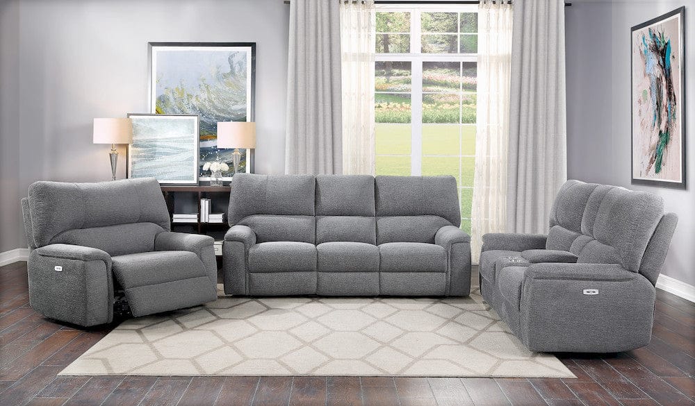 Homelegance  - Dickinson Power Double Reclining Love Seat W/ Center Console and Power Headrests in Charcoal - 9413CC-2PWH  view 5