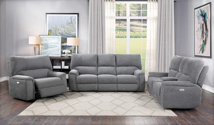 Homelegance  - Dickinson Power Double Reclining Love Seat W/ Center Console and Power Headrests in Charcoal - 9413CC-2PWH  view 5