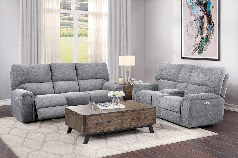 Homelegance  - Dickinson Power Double Reclining Love Seat W/ Center Console and Power Headrests in Charcoal - 9413CC-2PWH  view 6