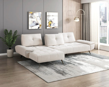 Homelegance  - Dominic 2-Piece Sectional W/ Left Chaise and Dual-position Backs for Adjustable Seat Depth in Beige - 8400BEGx2LC2R  view 5