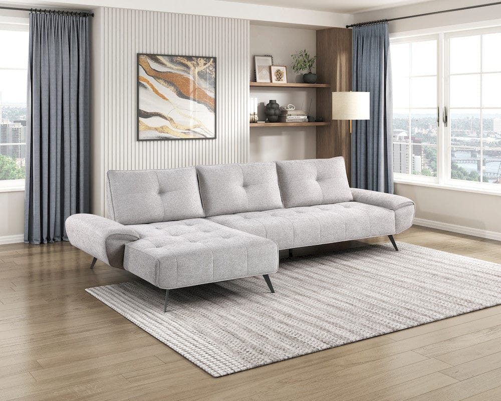 Homelegance  - Dominic 2-Piece Sectional W/ Left Chaise and Dual-position Backs for Adjustable Seat Depth in Light gray - 8400LTGx2LC2R  view 6