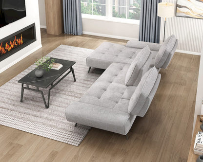 Homelegance  - Dominic 2-Piece Sectional W/ Left Chaise and Dual-position Backs for Adjustable Seat Depth in Light gray - 8400LTGx2LC2R  view 7