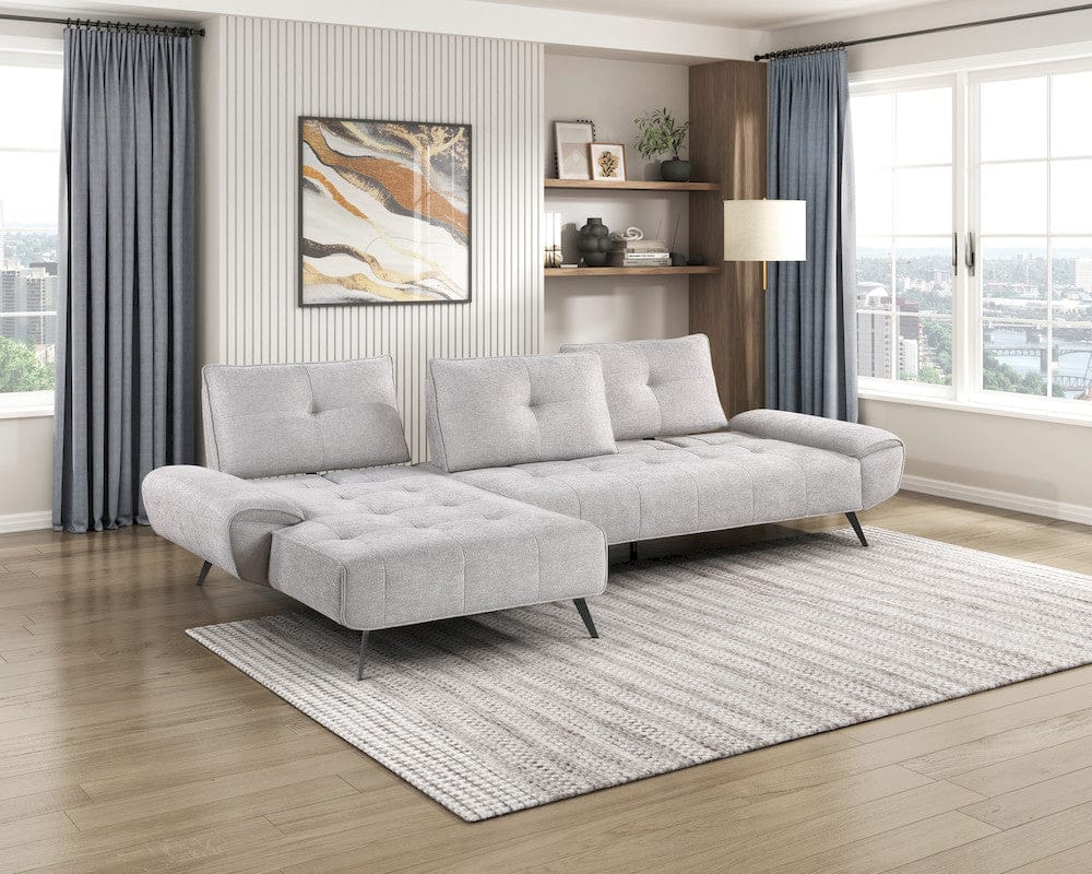 Homelegance  - Dominic 2-Piece Sectional W/ Left Chaise and Dual-position Backs for Adjustable Seat Depth in Light gray - 8400LTGx2LC2R  view 11