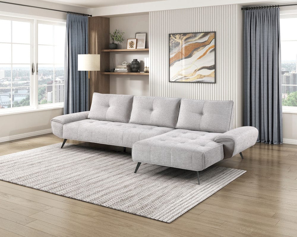 Homelegance  - Dominic 2-Piece Sectional W/ Right Chaise and Dual-position Backs for Adjustable Seat Depth in Light gray - 8400LTGx22LRC  view 11