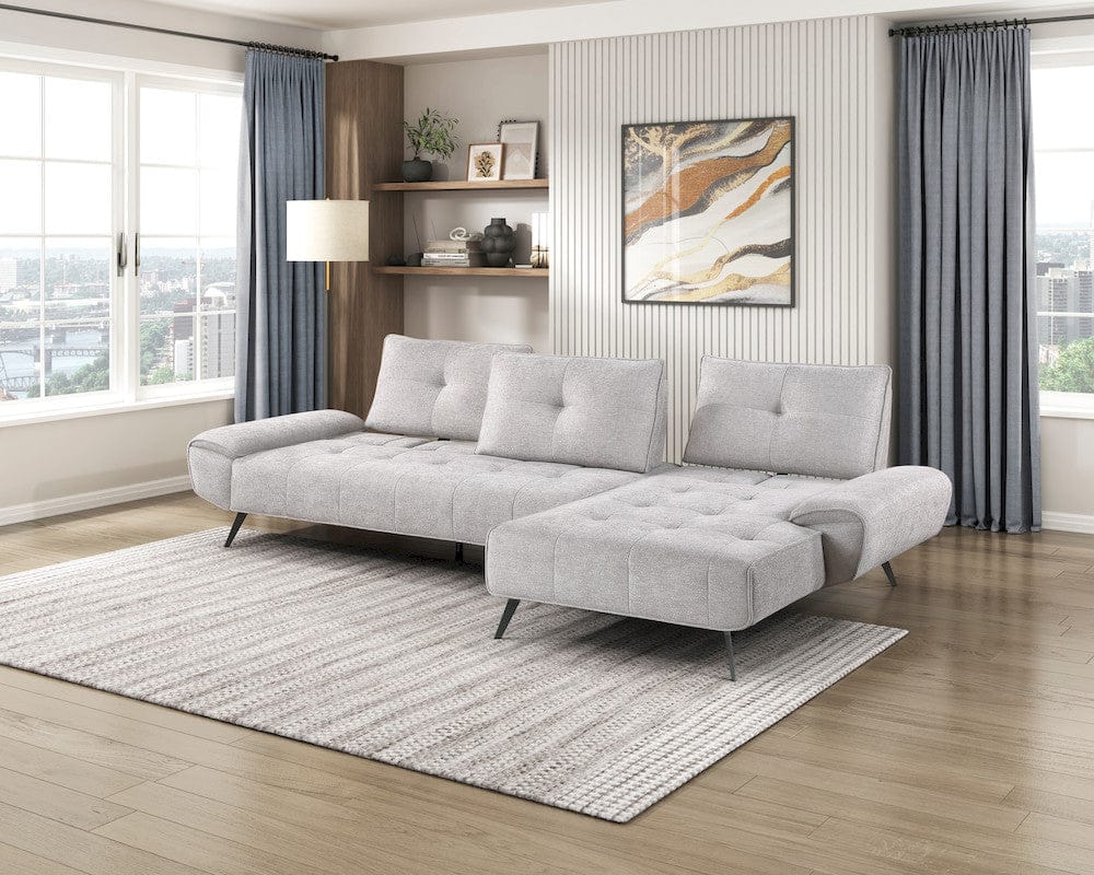 Homelegance  - Dominic 2-Piece Sectional W/ Right Chaise and Dual-position Backs for Adjustable Seat Depth in Light gray - 8400LTGx22LRC  view 12