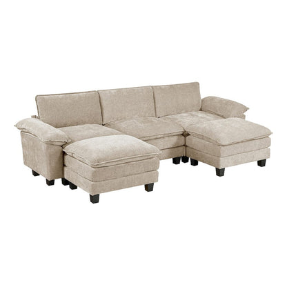 Homelegance  - Dublin 5-Piece Modular Sectional W/ Ottoman in Taupe - 8450TPEx53AC2OT  view 1