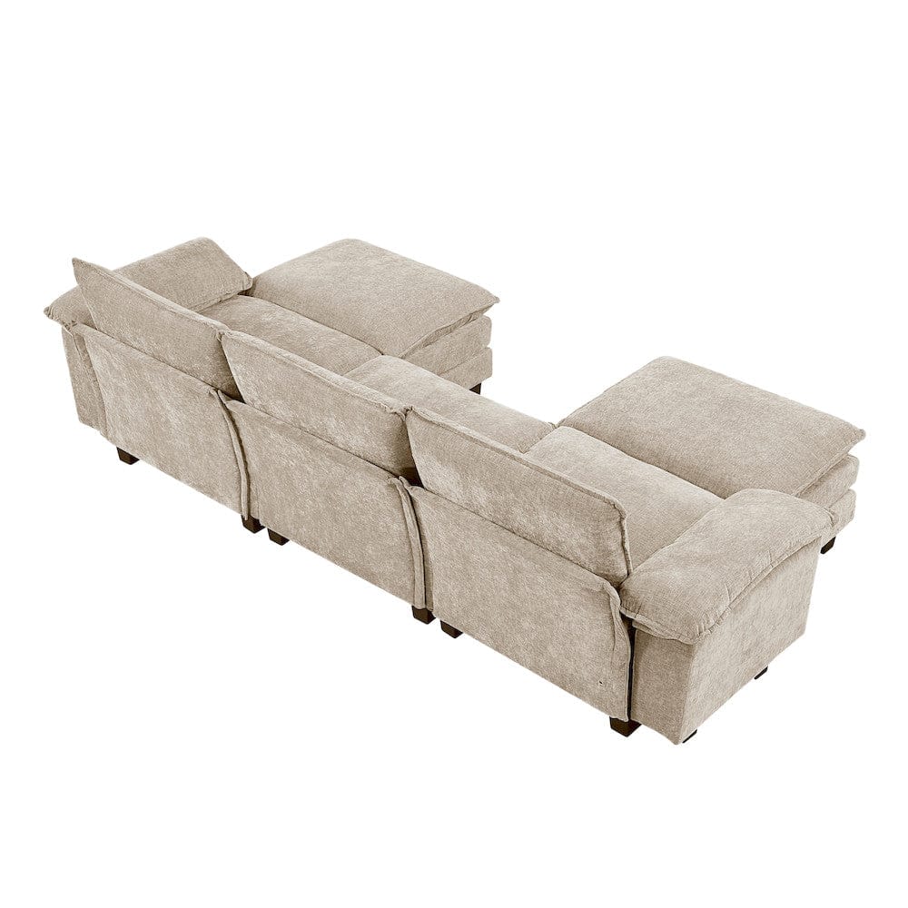 Homelegance  - Dublin 5-Piece Modular Sectional W/ Ottoman in Taupe - 8450TPEx53AC2OT  view 2