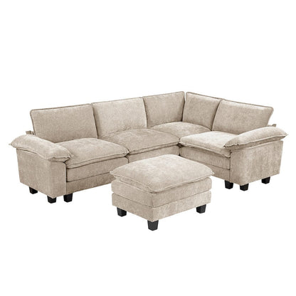 Homelegance  - Dublin 5-Piece Modular Sectional W/ Ottoman in Taupe - 8450TPEx53ACCR  view 1