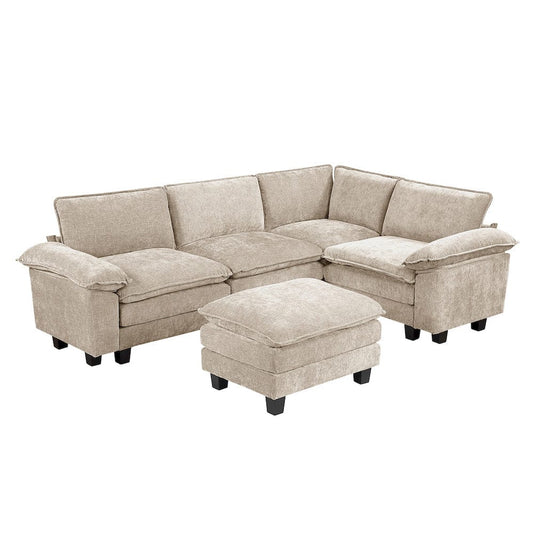 Homelegance  - Dublin 5-Piece Modular Sectional W/ Ottoman in Taupe - 8450TPEx53ACCR  view 1