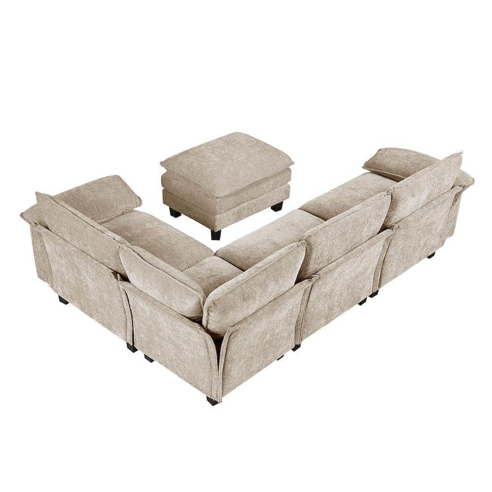 Homelegance  - Dublin 5-Piece Modular Sectional W/ Ottoman in Taupe - 8450TPEx53ACCR  view 3