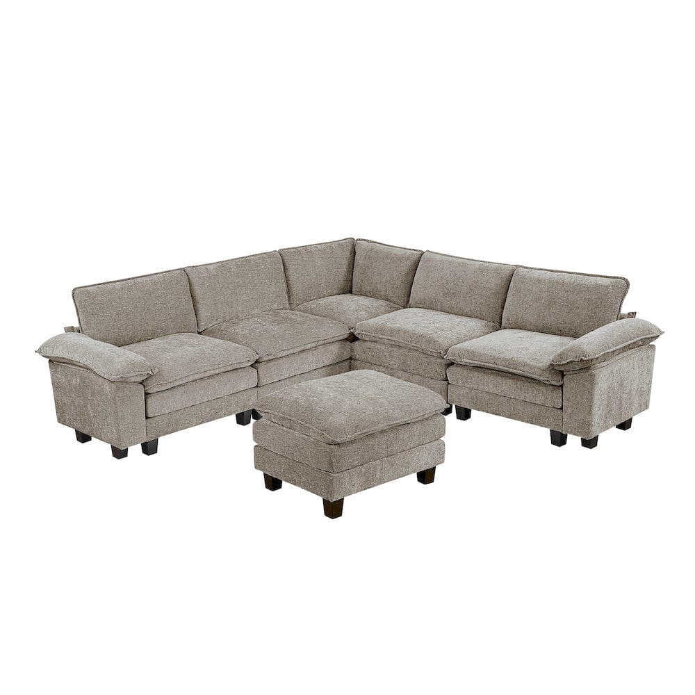 Homelegance  - Dublin 6-Piece Modular Sectional W/ Ottoman in Dark pewter - 8450PWTx64ACCROT  view 1