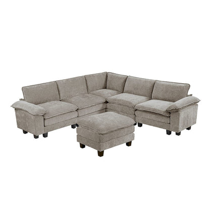 Homelegance  - Dublin 6-Piece Modular Sectional W/ Ottoman in Dark pewter - 8450PWTx64ACCROT  view 1
