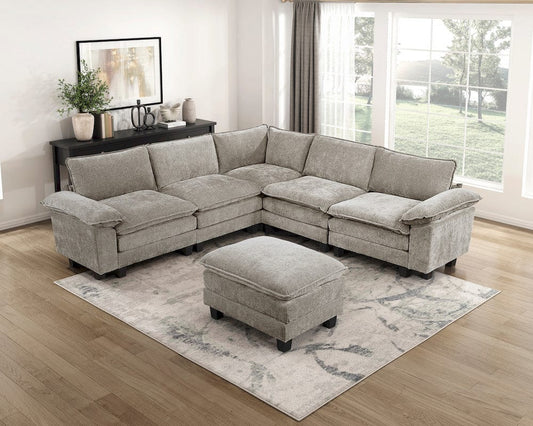 Homelegance  - Dublin 6-Piece Modular Sectional W/ Ottoman in Dark pewter - 8450PWTx64ACCROT  view 2