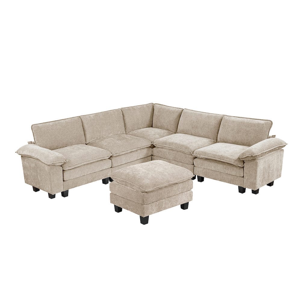 Homelegance  - Dublin 6-Piece Modular Sectional W/ Ottoman in Taupe - 8450TPEx64ACCROT  view 1