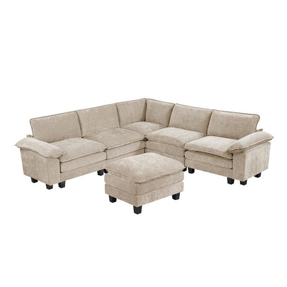 Homelegance  - Dublin 6-Piece Modular Sectional W/ Ottoman in Taupe - 8450TPEx64ACCROT  view 1