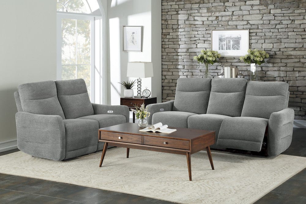 Homelegance  - Edition Power Double Lay Flat Reclining Love Seat W/ Power Headrests and USB Ports in Dove gray - 9804DV-2PWH  view 5