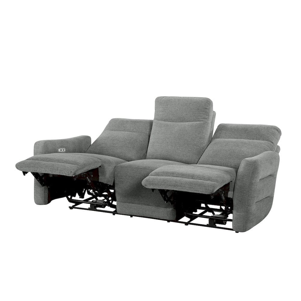 Homelegance  - Edition Power Double Lay Flat Reclining Sofa W/ Power Headrests and USB Ports in Dove gray - 9804DV-3PWH  view 4