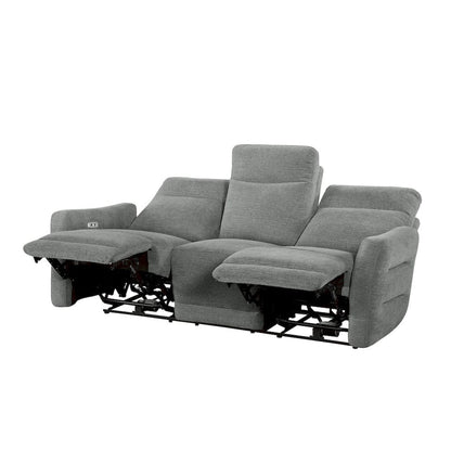 Homelegance  - Edition Power Double Lay Flat Reclining Sofa W/ Power Headrests and USB Ports in Dove gray - 9804DV-3PWH  view 4