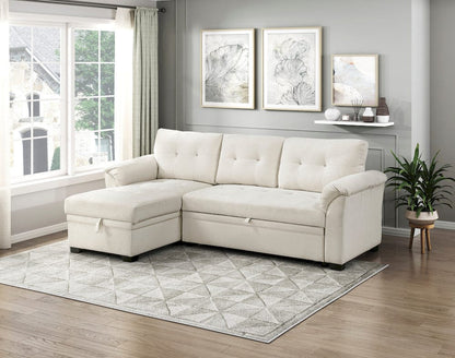 Homelegance  - Elara 2-Piece Reversible Sectional W/ Pull-out Bed, Reversible Chaise and Hidden Storage in Beige - 8477BEGxSC  view 2