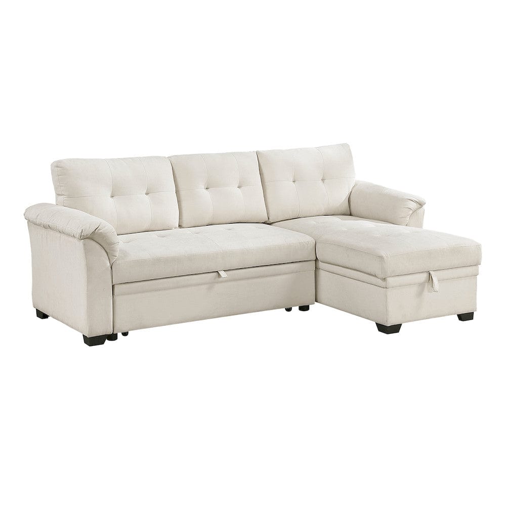 Homelegance  - Elara 2-Piece Reversible Sectional W/ Pull-out Bed, Reversible Chaise and Hidden Storage in Beige - 8477BEGxSC  view 6