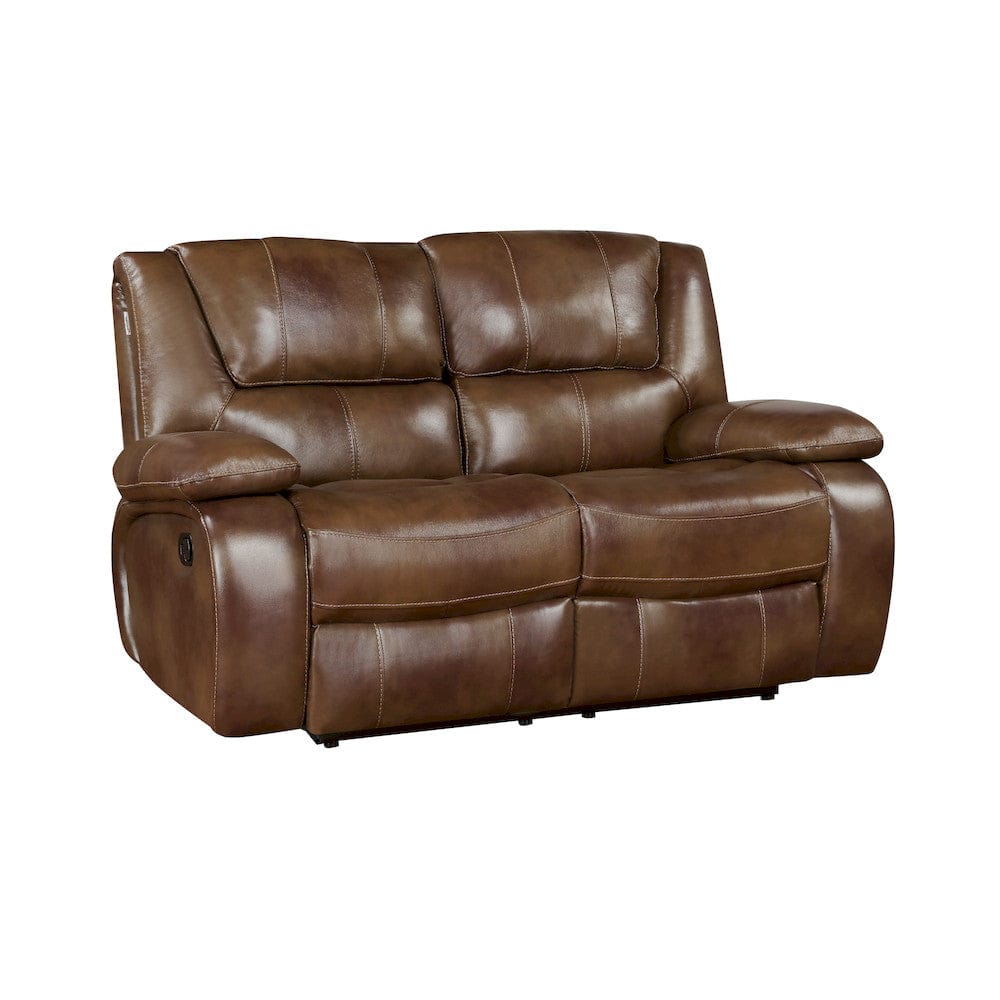 Homelegance  - Ellicott Double Reclining Love Seat in Brown - 9639BR-2  view 2