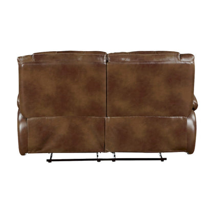 Homelegance  - Ellicott Double Reclining Love Seat in Brown - 9639BR-2  view 3