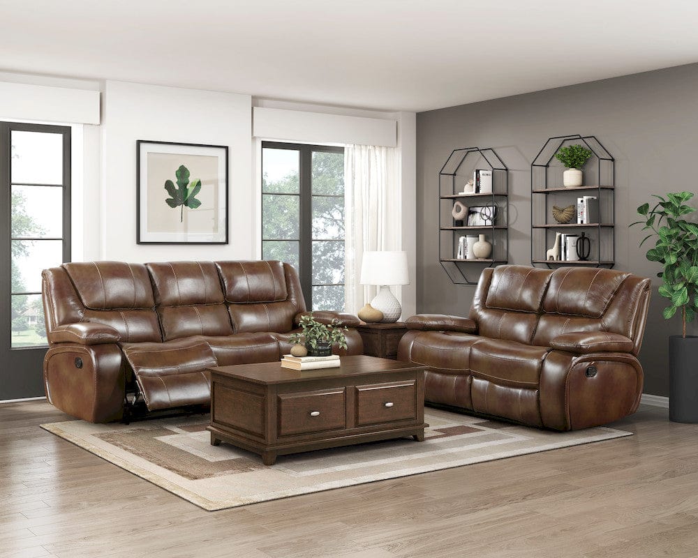Homelegance  - Ellicott Double Reclining Love Seat in Brown - 9639BR-2  view 5