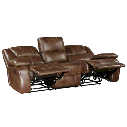 Homelegance  - Ellicott Double Reclining Sofa in Brown - 9639BR-3  view 4